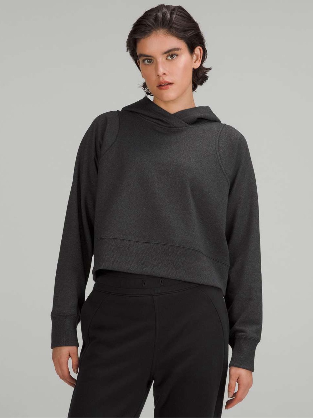 Lululemon Loungeful Cropped Hoodie *Spark Black / Black